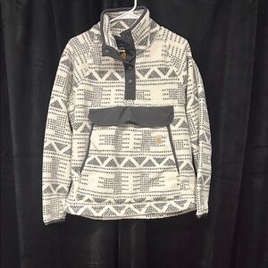 Carhartt Cream and Gray Patterned Fleece Pullover